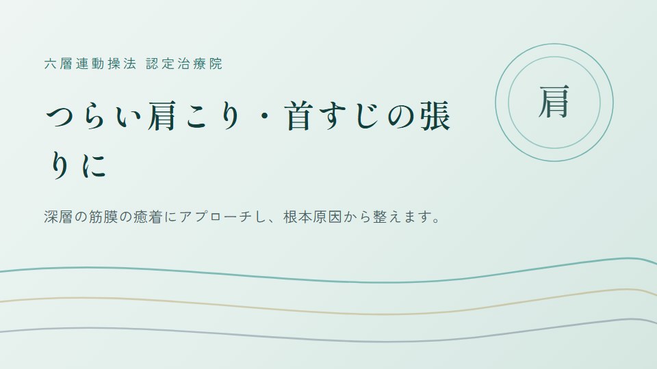 肩こり｜整体｜府中｜国分寺｜調布｜小金井｜六層連動操法